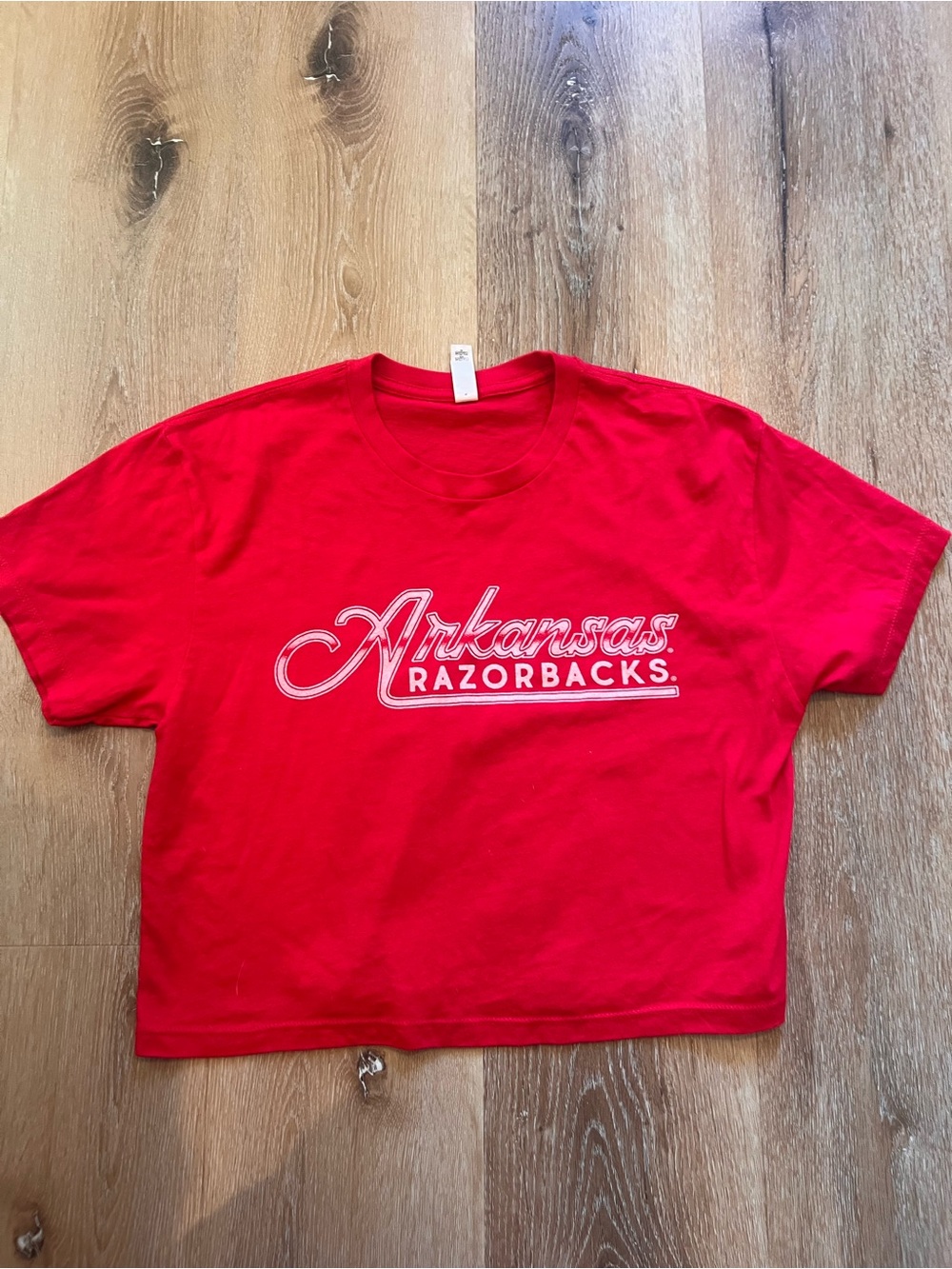 Arkansas Razorbacks Crop Red Graphic Tee Medium ideal by Next Level